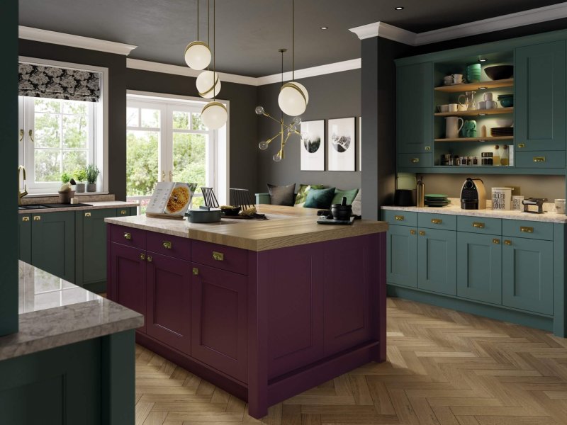 Florence Deep Heather and Viridian_Cameo 1_-Superior-Cabinets-Kitchen-Designs