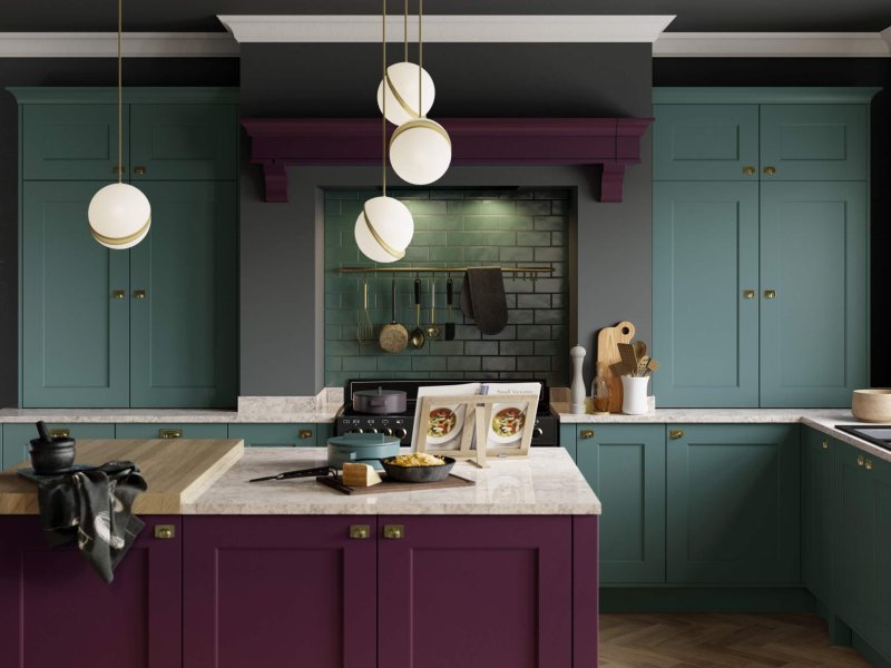Florence Deep Heather and Viridian_Cameo 3_-Superior-Cabinets-Kitchen-Designs
