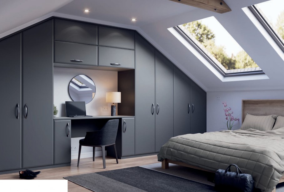 Oslo - Super Matt Graphite Bedroom Layout from Superior Cabinets of Bolton