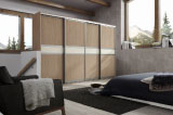 Primo - Aluminium - Sonoma Oak MFC and Light Beige Glass - Sliding Door Range